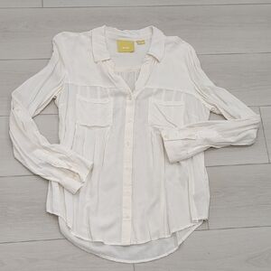 Maeve anthropologie Cream Button-Down Shirt